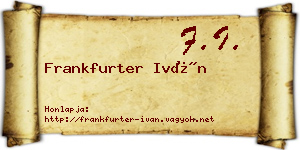 Frankfurter Iván névjegykártya